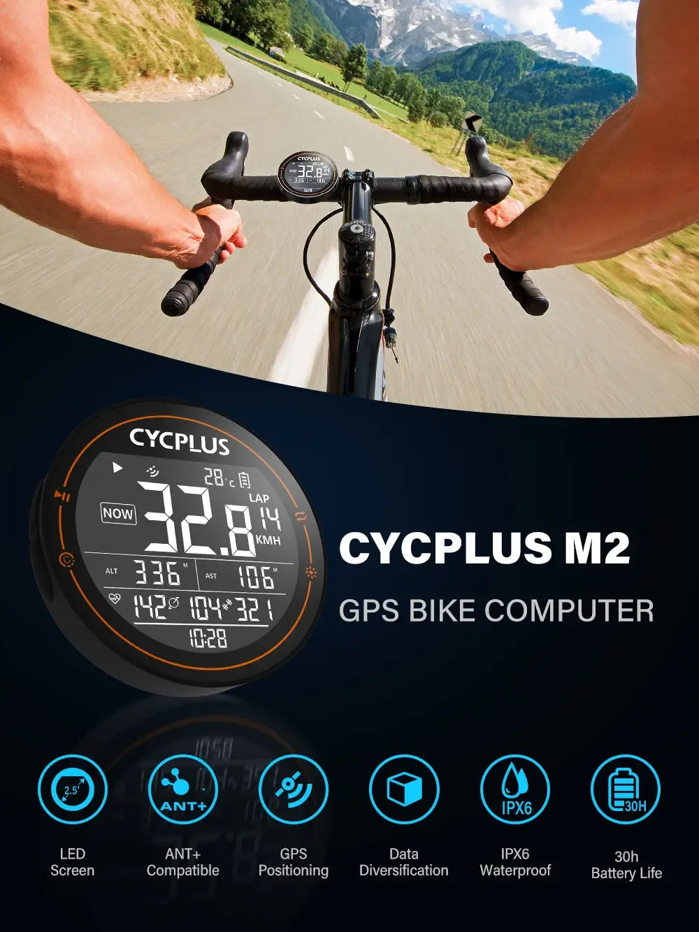 CYCPLUS M2 – Computador de bike GPS para Ciclismo com ANT + e Bluetooth Original