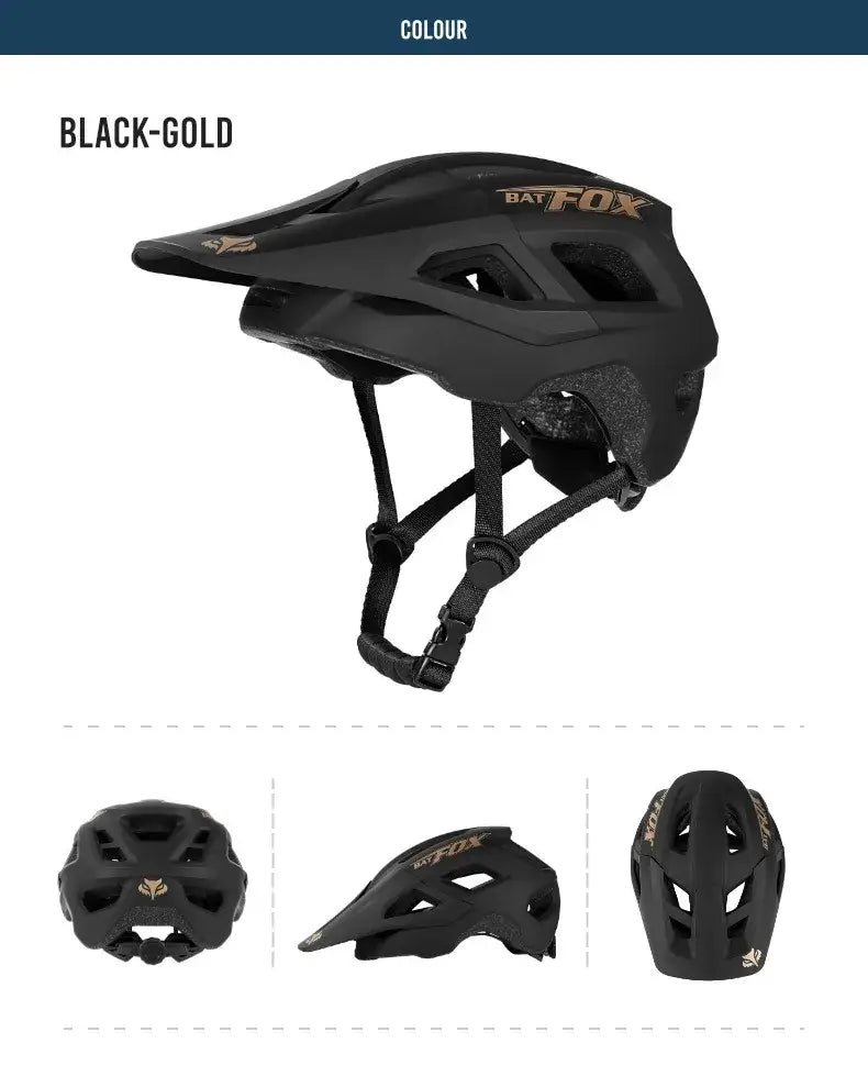 Capacete BATFOX para Ciclismo MTB e Estrada - Leve Moldagem Integrada com Grande Visor para Homens e Mulheres