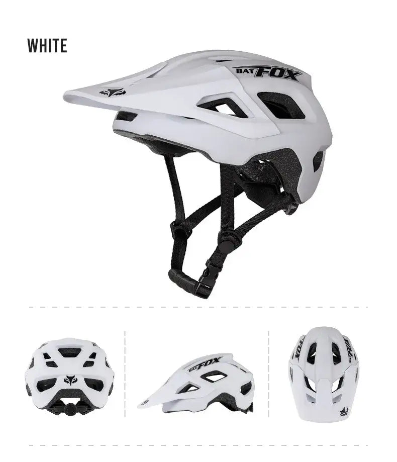 Capacete BATFOX para Ciclismo MTB e Estrada - Leve Moldagem Integrada com Grande Visor para Homens e Mulheres