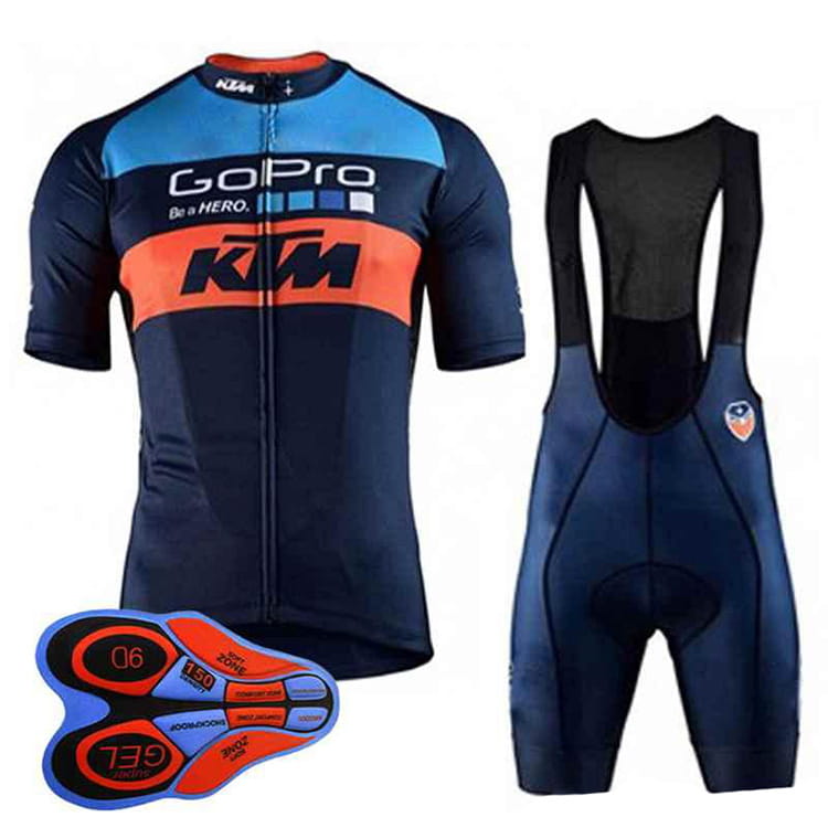 Fato Roupa de Ciclismo KTM Calções com Alças e Manga Curta Absorvente de Suor e Respirável