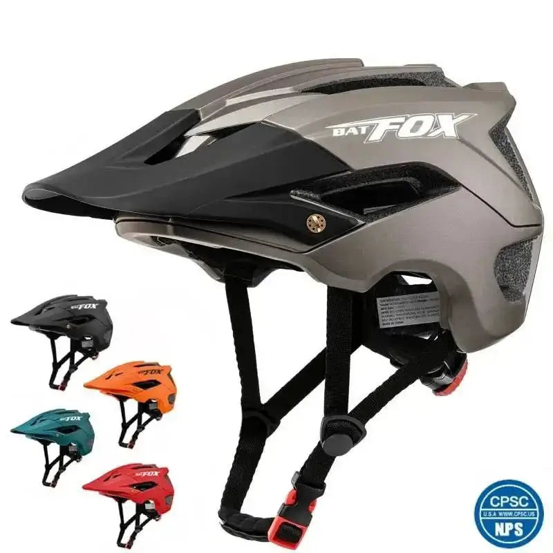 Capacete BATFOX para Ciclismo MTB e Estrada - Leve Moldagem Integrada com Grande Visor para Homens e Mulheres