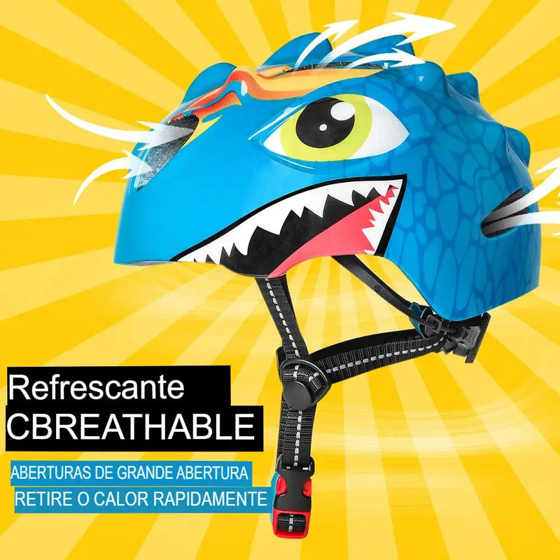 Capacete DinoCap Kids 🎁 oferta kit de segurança - Capacetes Toucas e Chapéus