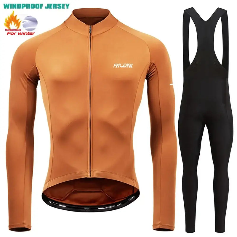 Conjunto de Roupa de Ciclismo Masculino de Inverno com Forro RAUDAX - 2024 - Dinobike