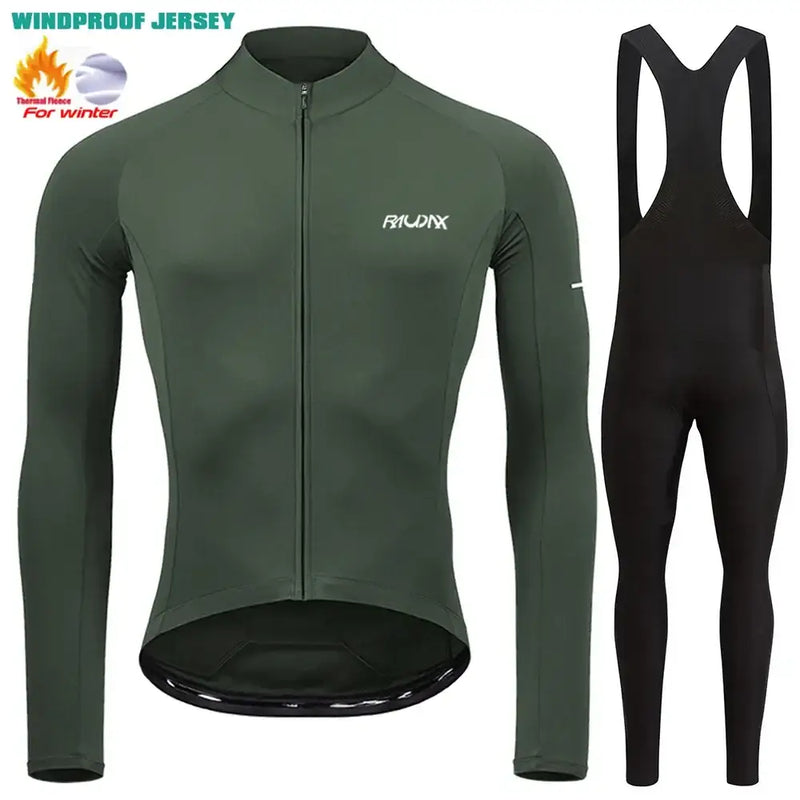 Conjunto de Roupa de Ciclismo Masculino de Inverno com Forro RAUDAX - 2024 - Dinobike