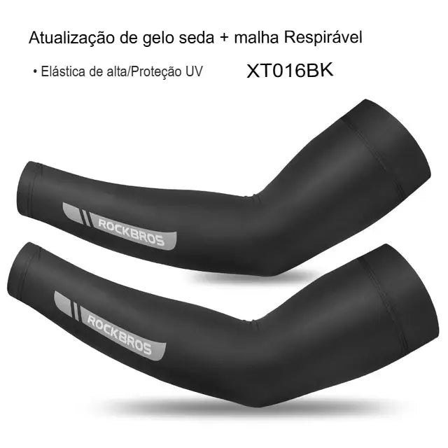 Manguitos UV RockBros – Proteção e Conforto para Ciclismo - Preto / XXL