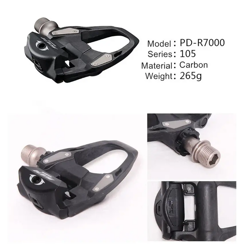 Pedais Shimano 105 PD R7000/R8000 - Pedais de Carbono Autolock para Bicicletas de Estrada - PD-R7000 - Pedal