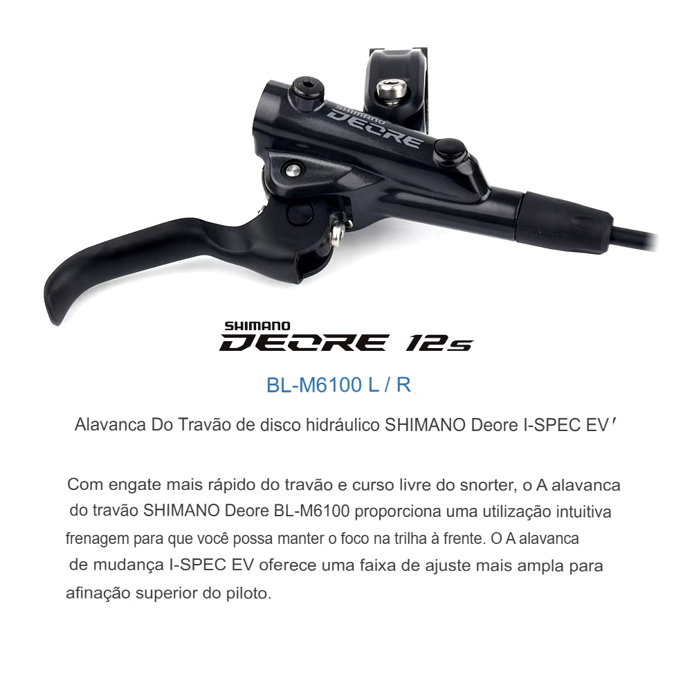 Travões a Disco Hidráulicos Shimano DEORE M6100 – 2 Pistões com Pastilhas de Resina e Rotor 160/180MM para MTB