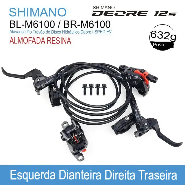 Travões a Disco Hidráulicos Shimano DEORE M6100 – 2 Pistões com Pastilhas de Resina (RFLR/LFRR) - Resina LFRR